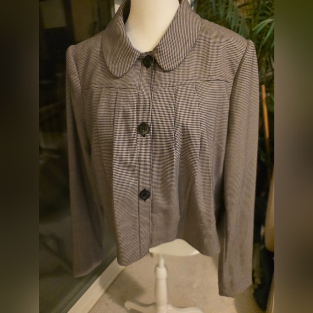 NWOT BCBG Paris short jacket 10 Black White Houndstooth Pattern Blazer